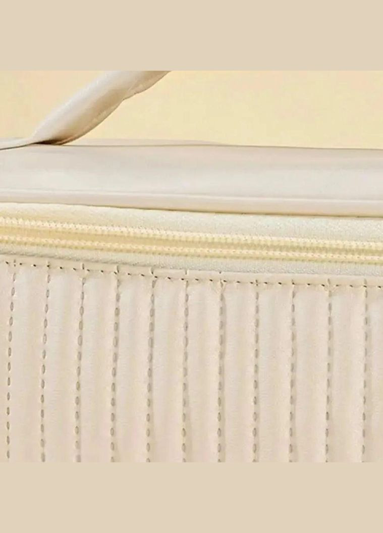 Косметичка зі штучної шкіри, дорожній органайзер для косметики Бежева No Brand (299871195)