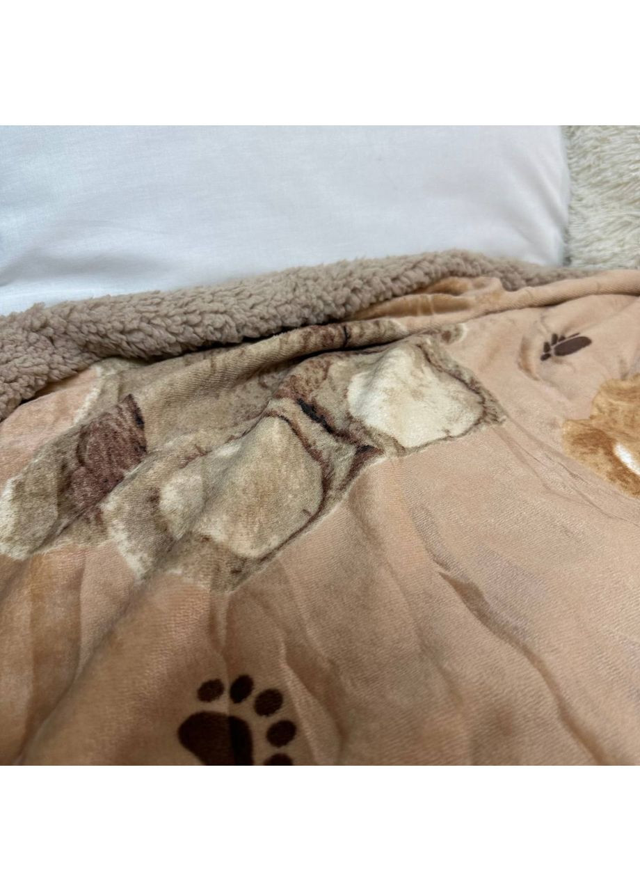 Двосторонній Плед "Comfort & Style" (Велюр + Teddy Fur), розмір 150*210 см бежевого кольору з малюнком No Brand (366957584)