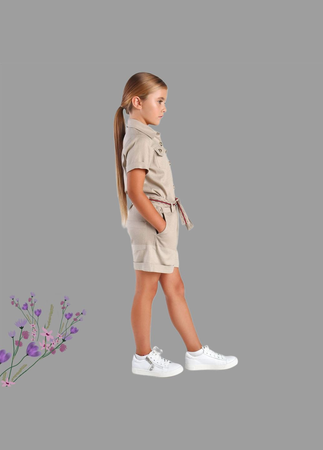 Комбинезон шорты льняной для девочки. Mone (330244856)