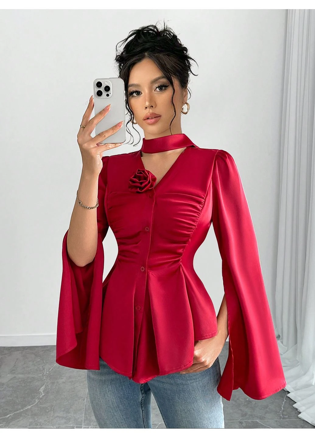 Красная блуза SHEIN