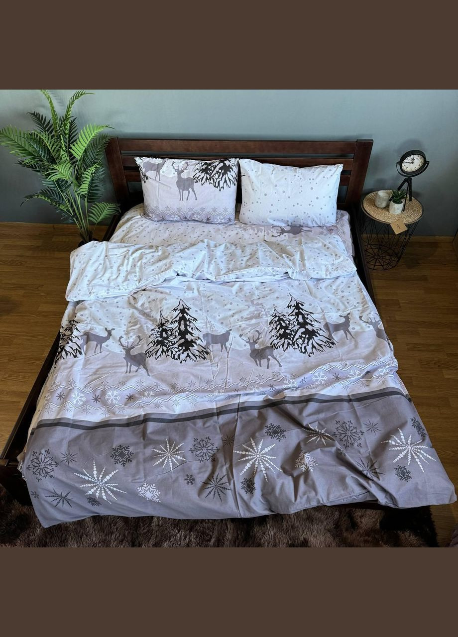 Новогоднее постельное белье хлопковое Двуспальный 180х215 наволочка 70х70 2шт (П4К-post-ng-003-02) No Brand (316231089)