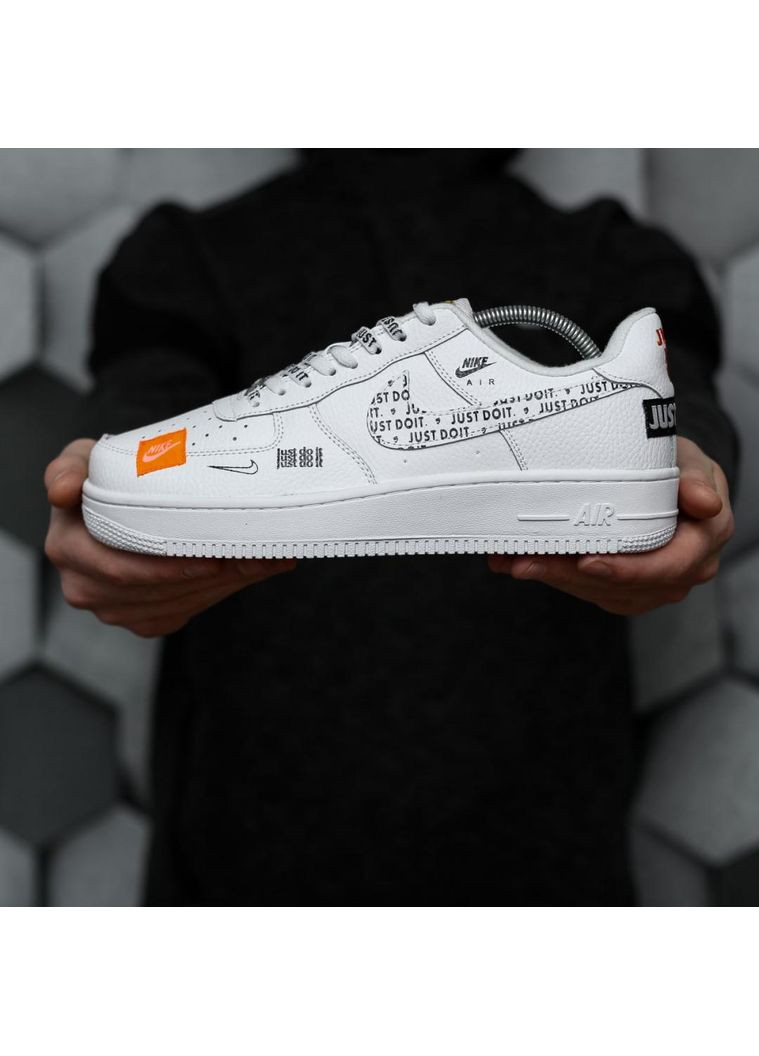 Белые демисезонные кроссовки мужские nike air force 1 low just do it white найк аир форс 1 премиум No Brand