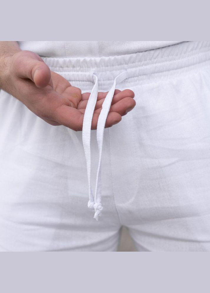 Мужские льняные шорты летние белые No Brand (346085335)