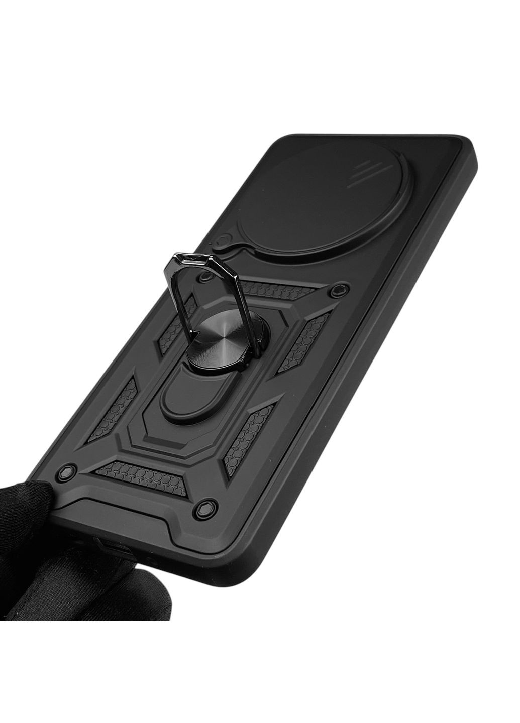 Чохол для Redmi 14C броньований з кільцем-тримачем підставкою зі шторкою на сяомі редмі 14с чорний rg1 Xiaomi (366020373)