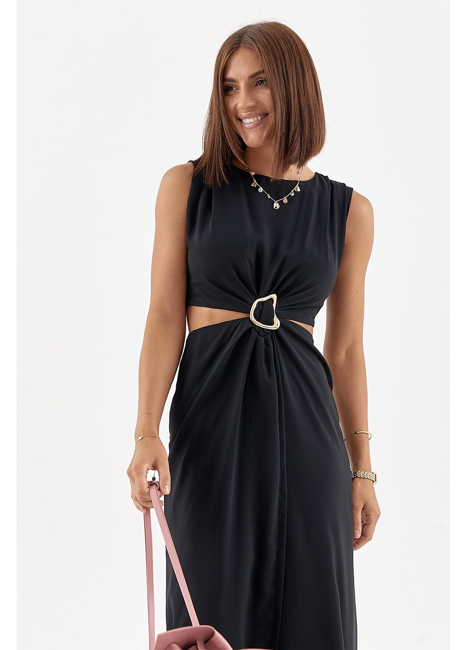 Черное откровенный платье миди с вырезами на талии - черный цвет Lurex