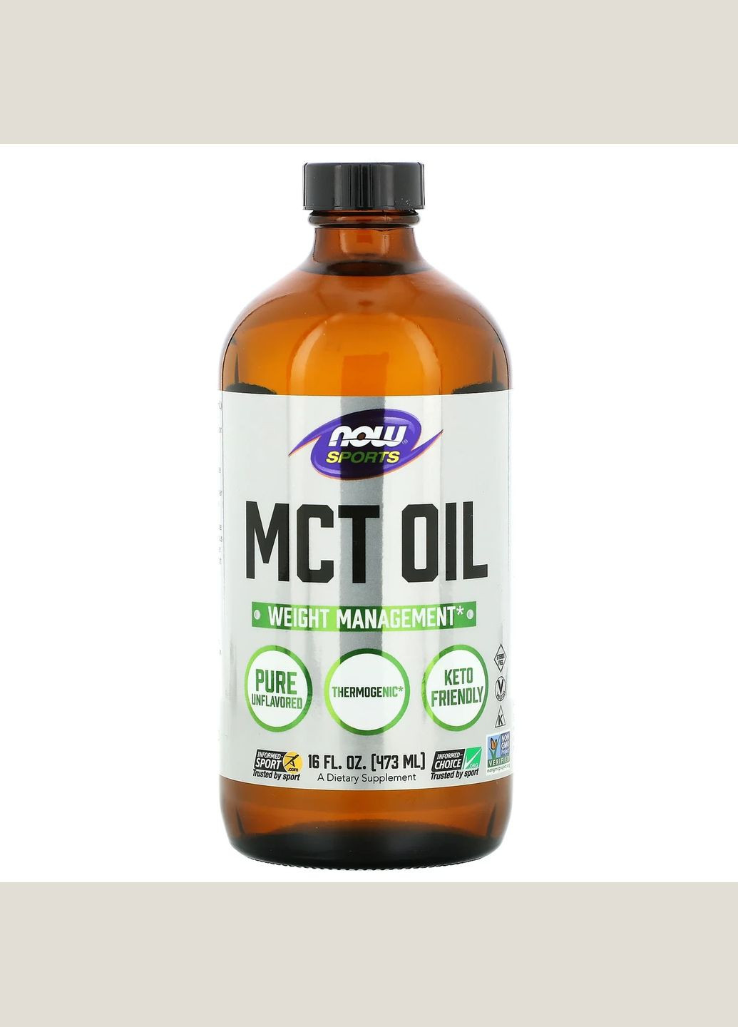 Масло МСТ Sports MCT Oil со среднецепочечными триглицеридами с нейтральным вкусом 473 мл Now Foods (263603548)