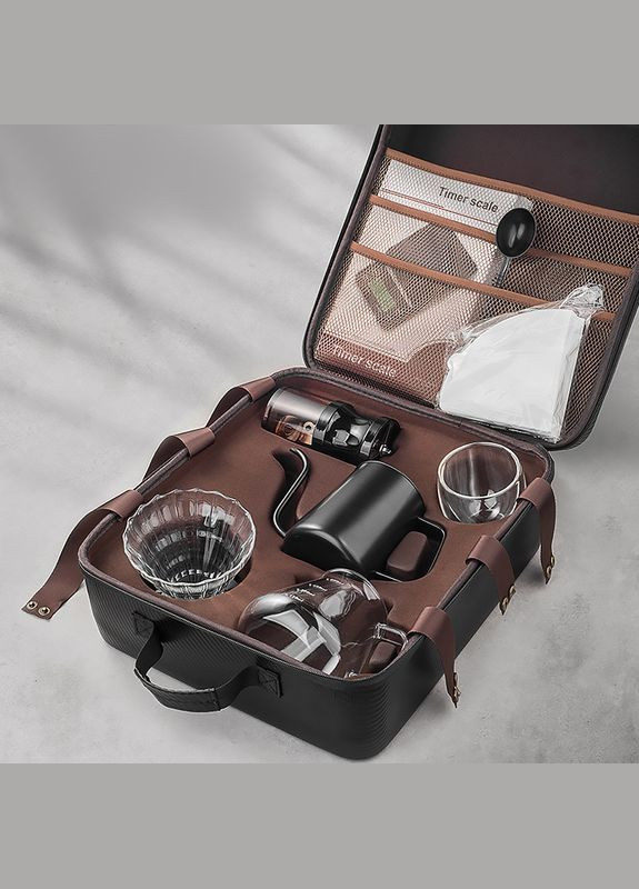 Дорожній кавовий набір з 8 предметів для приготування кави з кейсом 7 шт. Choxila (352012521)