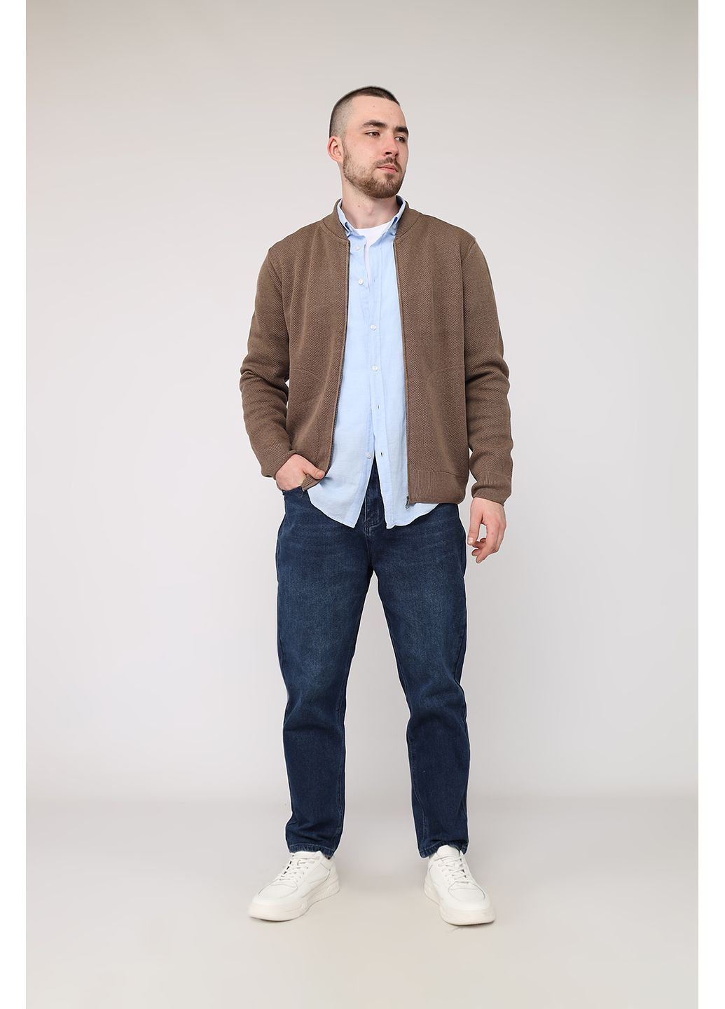 Кофта на молнии мужская цвет коричневый CB-00283237 Yuki (366198094)