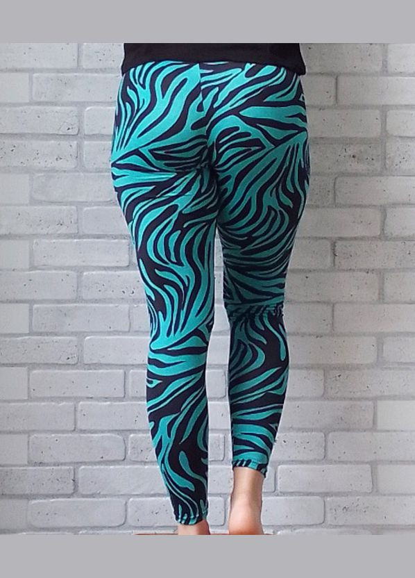 Лосини жіночі яскраві бірюза принт зебра, олія No Brand (315352602)
