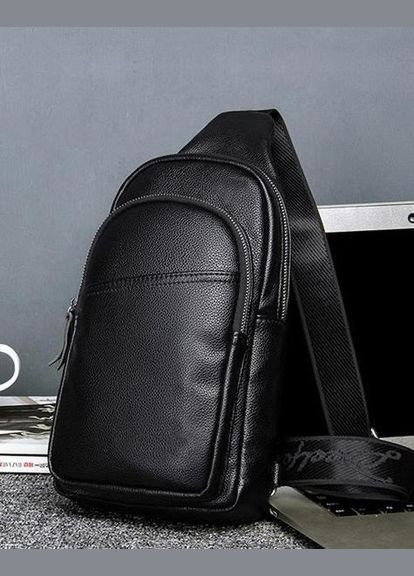 Сумка слінг чоловіча чорна через плече із натуральної шкіри Tiding Bag (302390985)