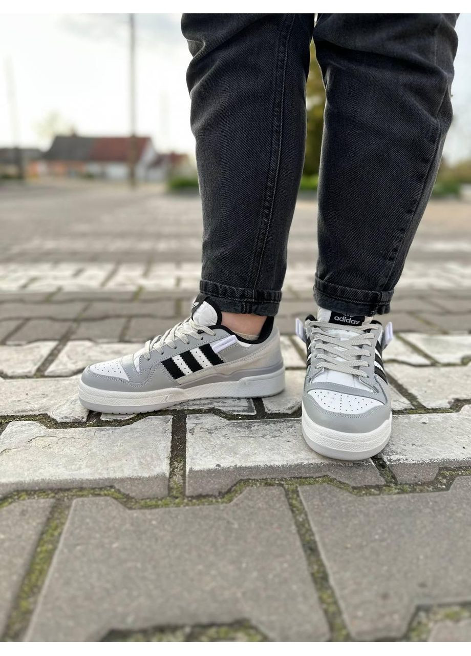 КРОССОВКИ ЖЕНСКИЕ ADIDAS FORUM GREY WHITE BLACK АДИДАС ФОРУМ No Brand серые демисезоны (367171758)