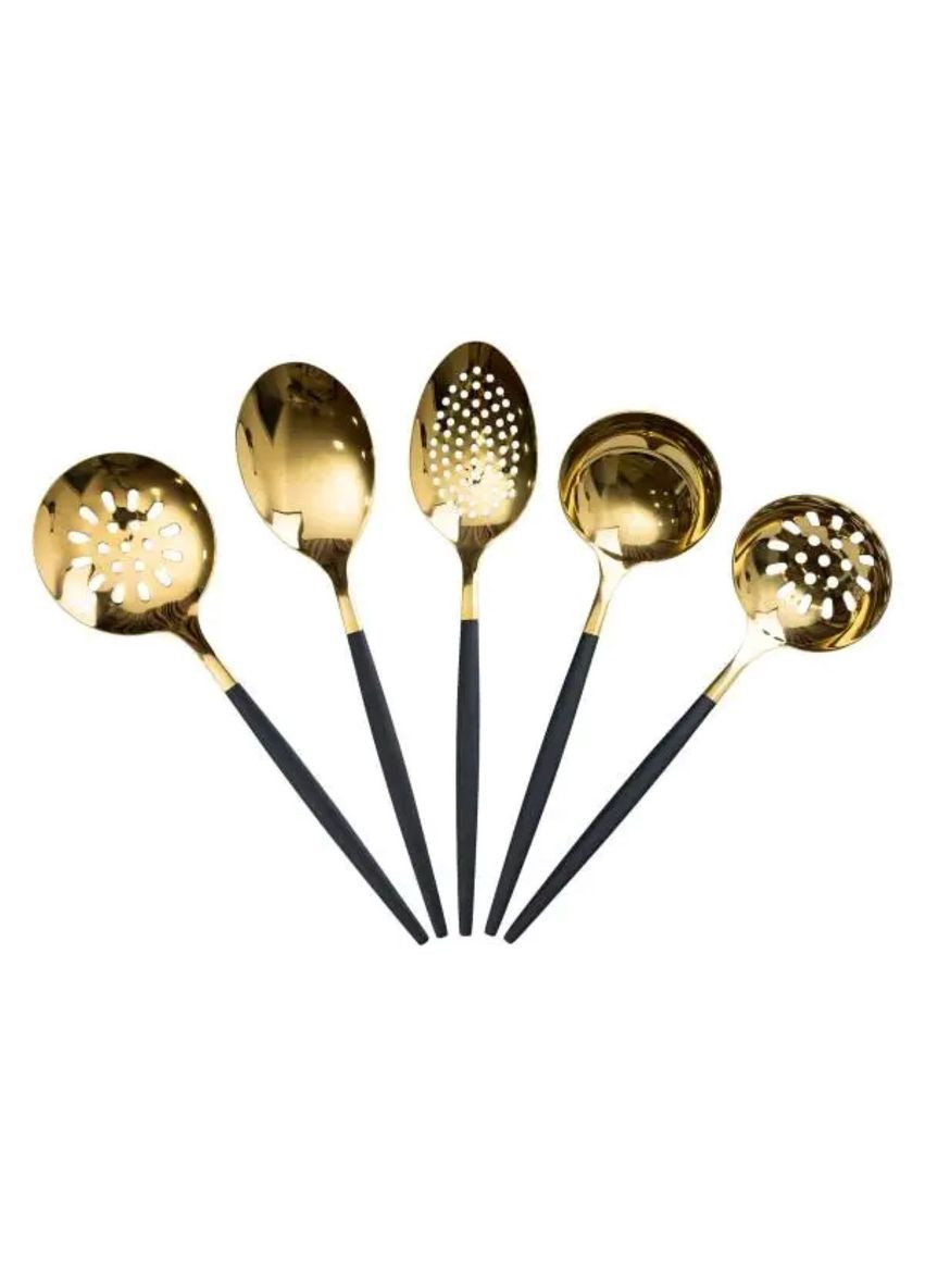 Набір кухонного приладдя 12 предметів столові прилади з нержавіючої сталі Золото з чорним HP-20-22 Jooki (358705977)