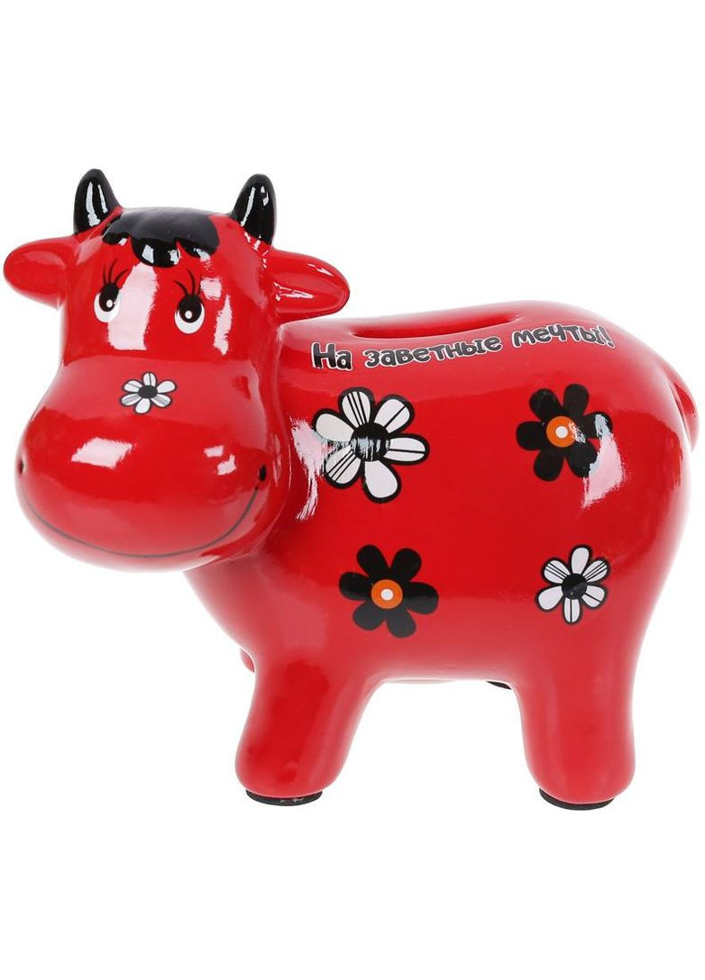 Копилка керамическая Коровка красная для хранения денег и сбережений Копилка для мечт 14х17 см Bona (368979733)