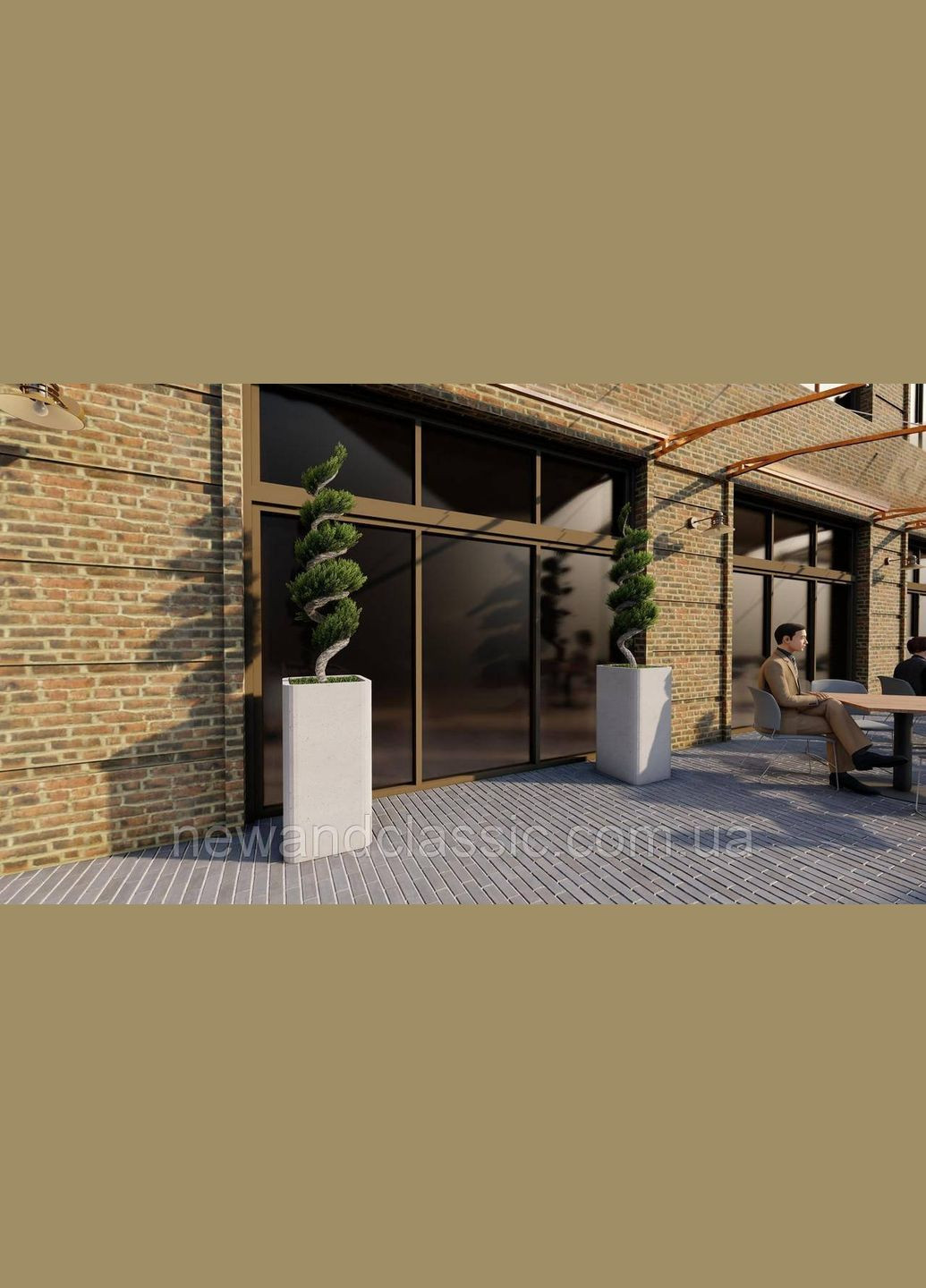 Вазон бетонний вуличний для саду, будинки та тераси Д500/Ш500/В500 Модерн Сірий No Brand (316262648)