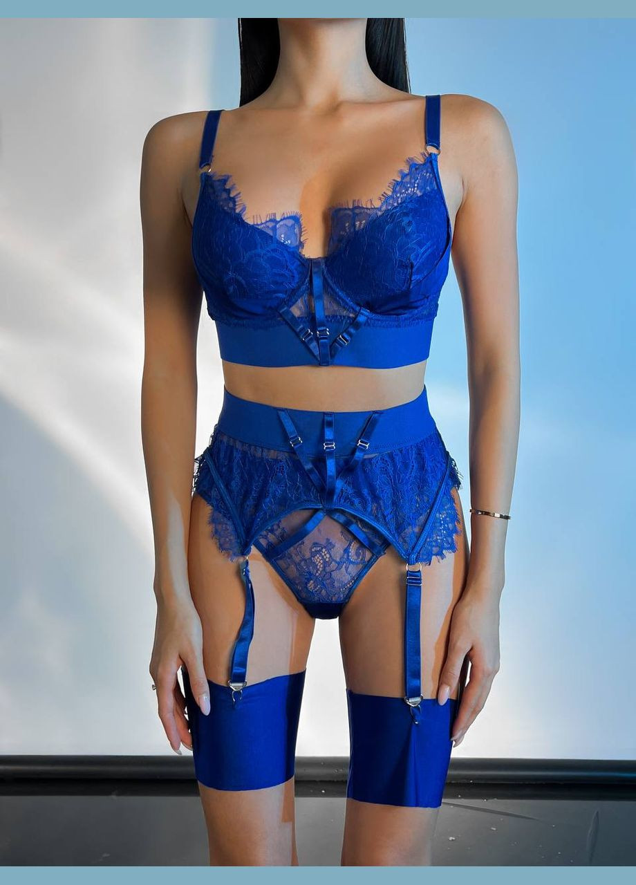 Синий роскошный комплект нижнего белья Simply sexy
