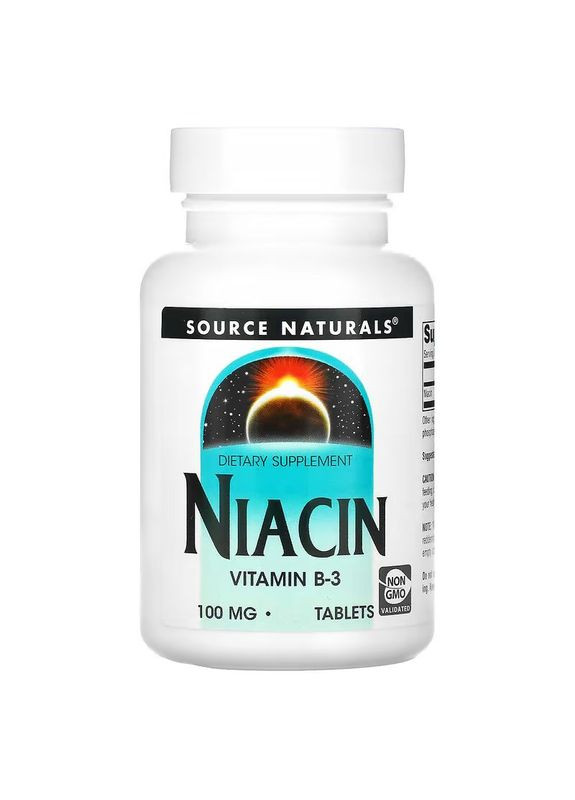 Вітаміни та мінерали Niacin 100 mg, 100 таблеток Source Naturals (333340344)