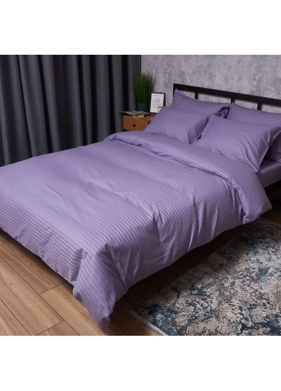 Комплект постільної білизни Satin Stripe «» Сімейний 160х220х2 наволочки 2х50х70 (MS-820008711) Moon&Star Soft Lilac (356116280)