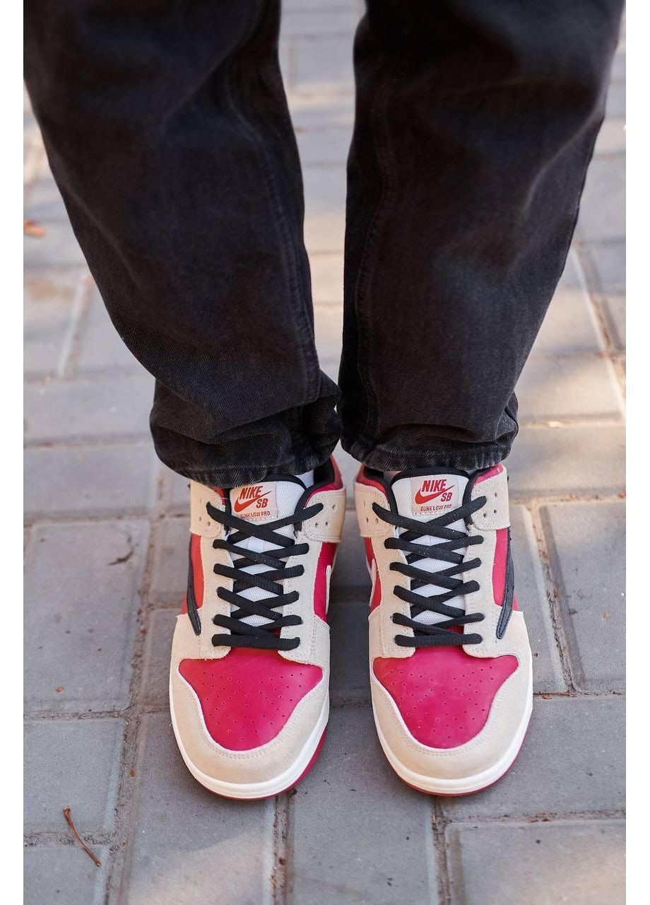 КРОСІВКИ ЖІНОЧІ NIKE SB DUNK LOW X TRAVIS SCOTT PLAYSTATION RED НАЙК СБ ДАНК No Brand білі демісезони (368888003)