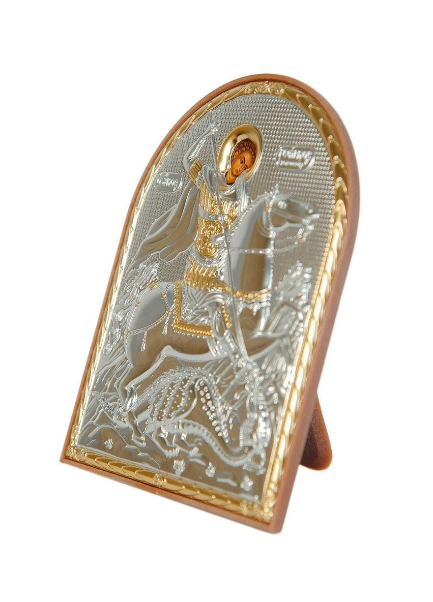 Серебряная Икона Георгий Победоносец 5,6х4см арочной формы в пластиковом киоте 15,5х12 Silver Axion (265446031)
