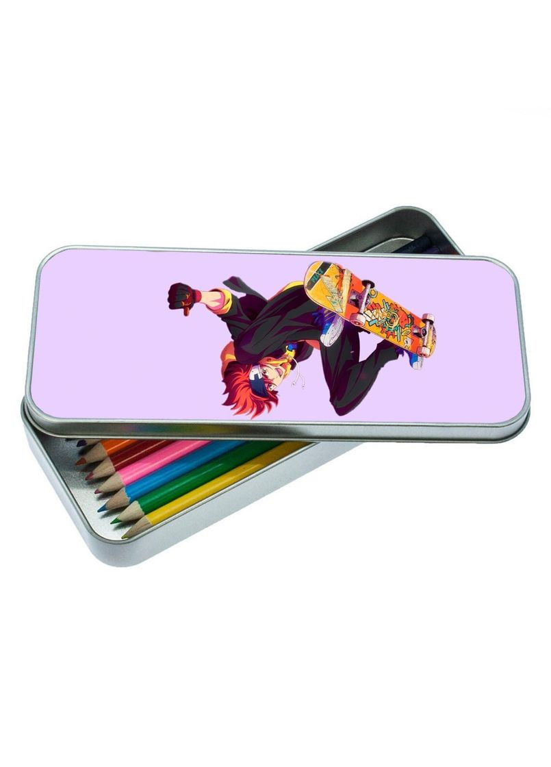 Органайзер для канцелярського приладдя металевий, кейс для дрібниць Скейт Нескінченність #008 7*18 см Silver No Brand (309157530)