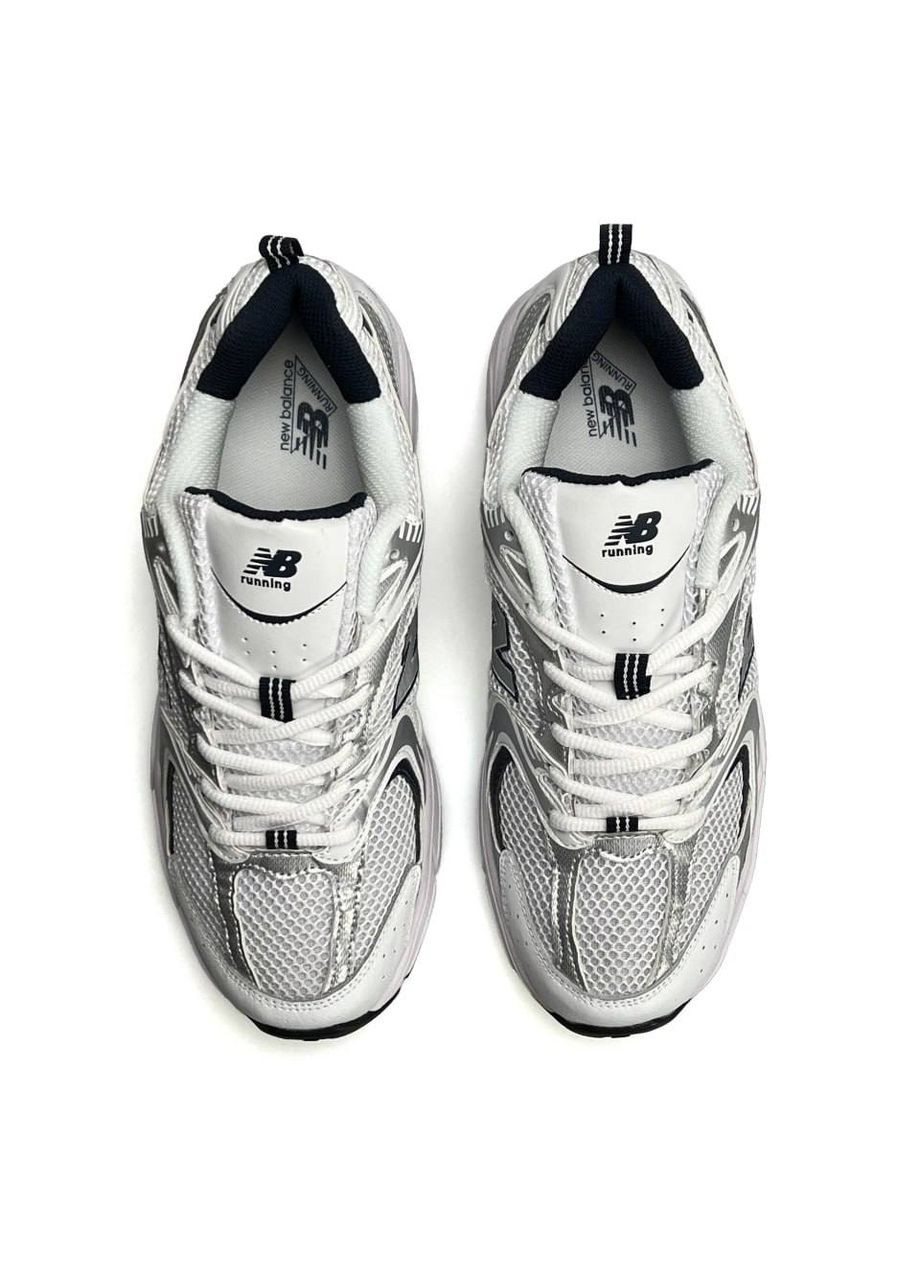 Білі Осінні кросівки чоловічі new balance white navy silver No Brand 530 Premium