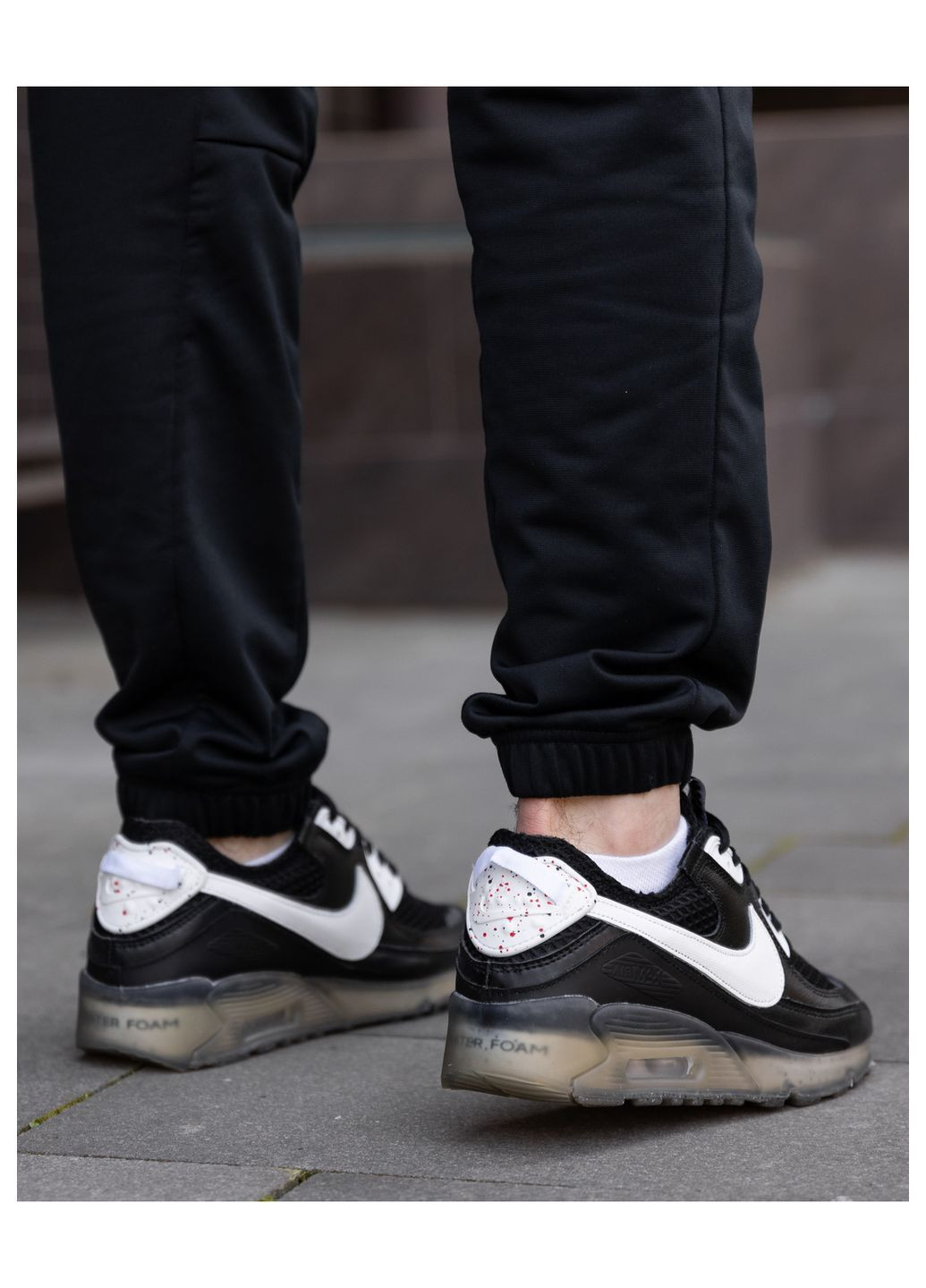 Черные демисезонные кроссовки мужские terrascape black white, вьетнам Nike Air Max 90