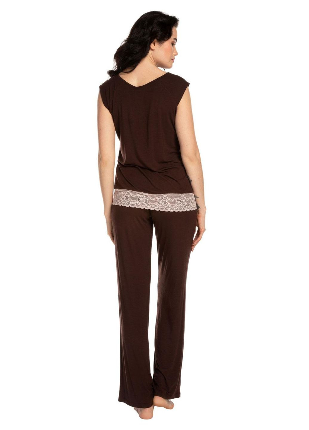 Коричнева піжама жіноча l alpine chocolate (альпійський шоколад) (арт 03218) Effetto