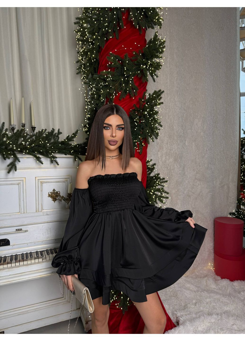 Чорна шовкова жіноча сукня Osoblyva