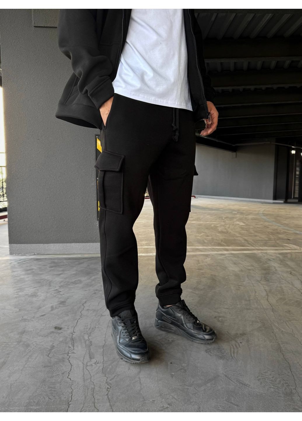 Зимний мужской костюм Jack с начесом серый черный No Brand (365769351)