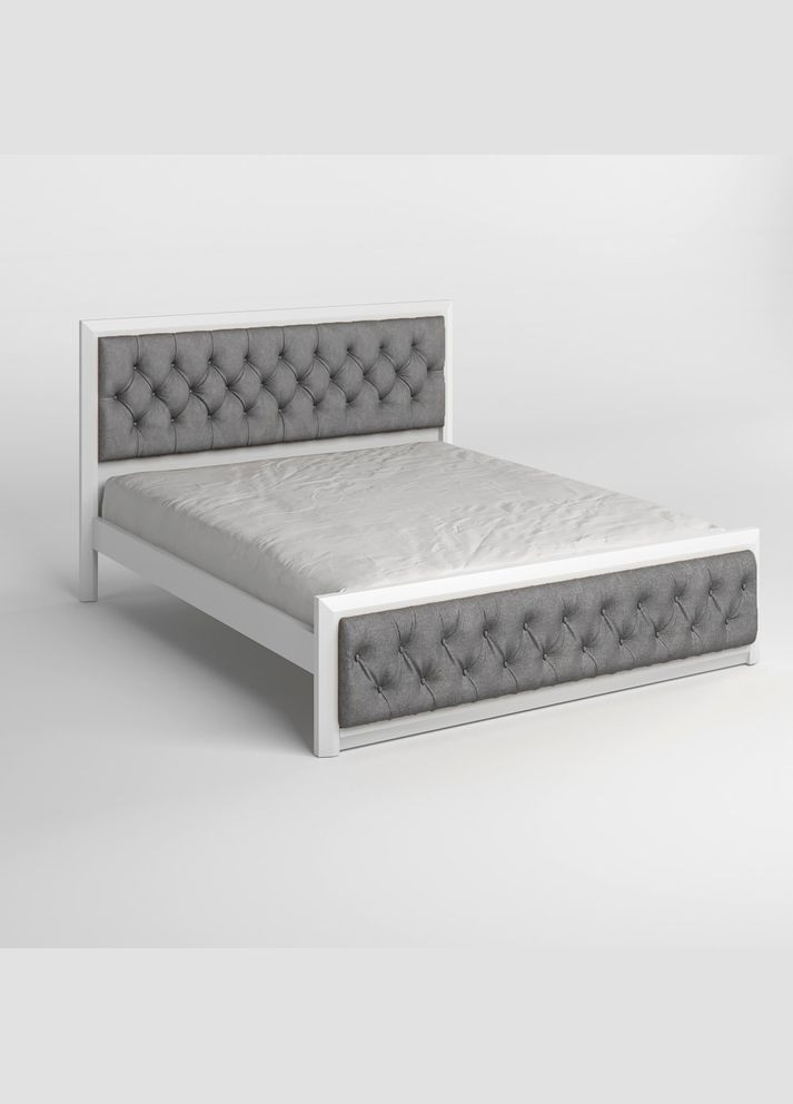 Односпальне дерев'яне ліжко Барселона Б3 (RAL9003)/Аляска 93 (Сірий) 90х190 см (MBG-13778) Mebigrand (366084912)