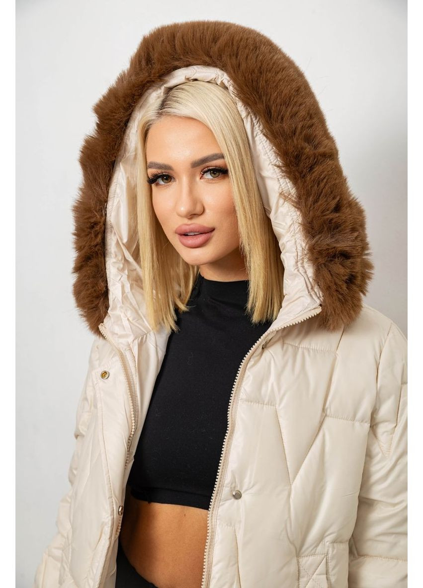 Світло-бежева демісезонна куртка жіноча зимова коротка Sport Line