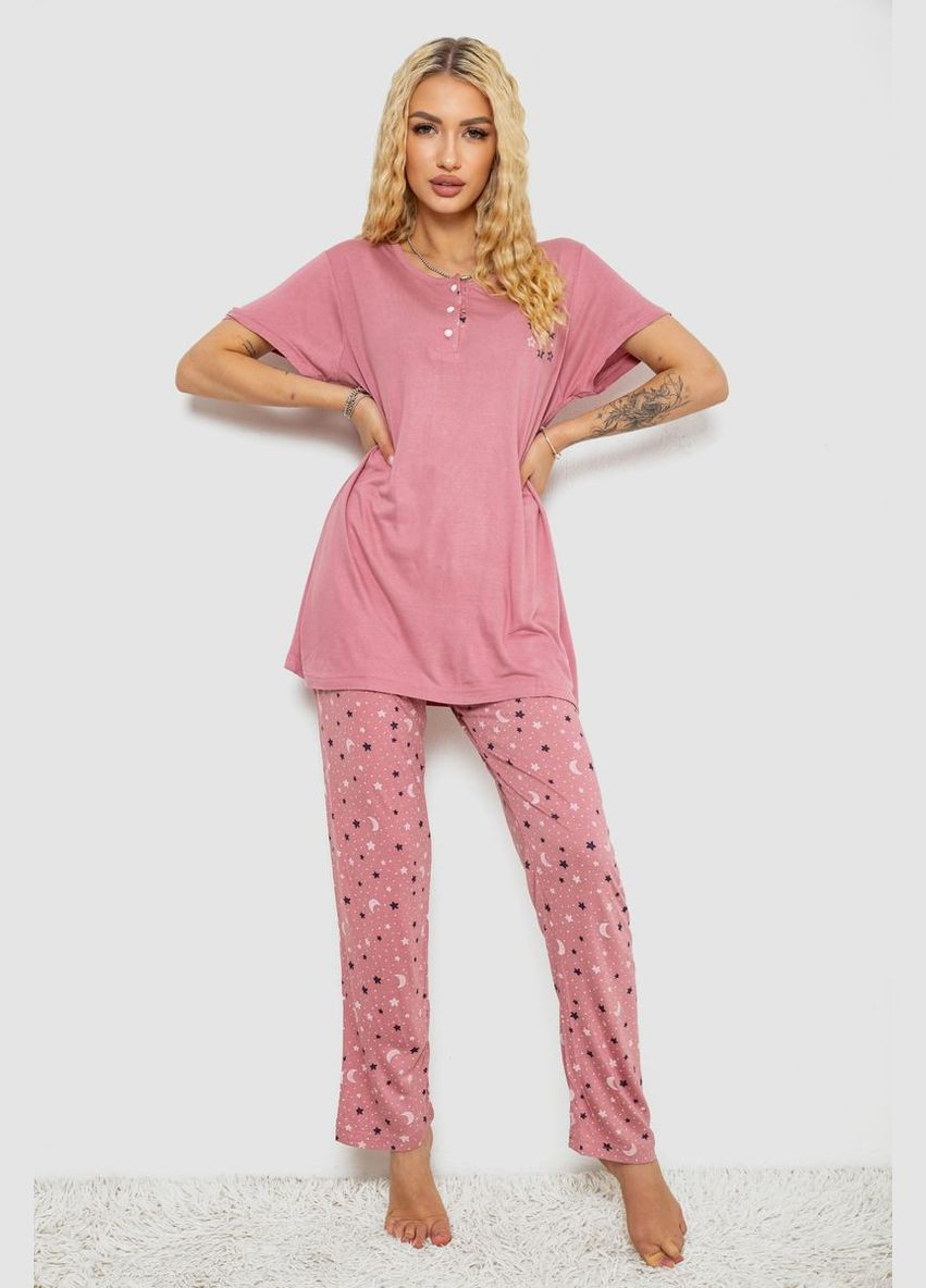 Пудрова всесезон піжама жіноча з принтом,, 243r7025-1 Stil Moda