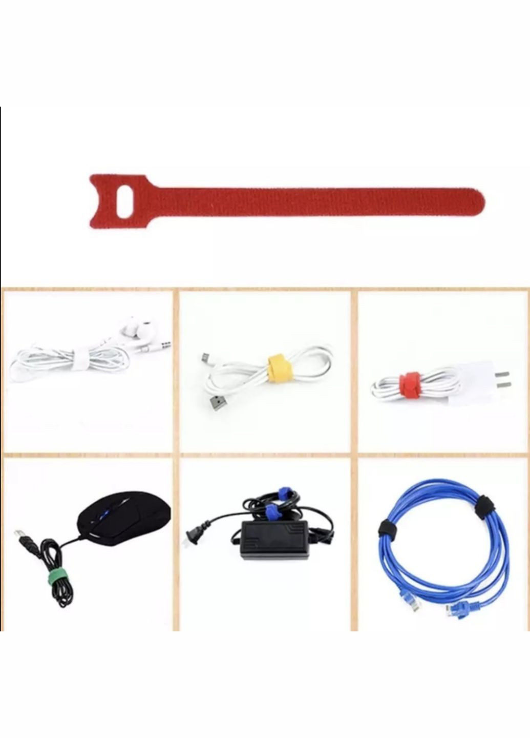 Органайзер кабеля стяжка липучка хомут фиксатор для проводов стрепы 25 штук многоразовые L Разноцветные Lencent (340276247)