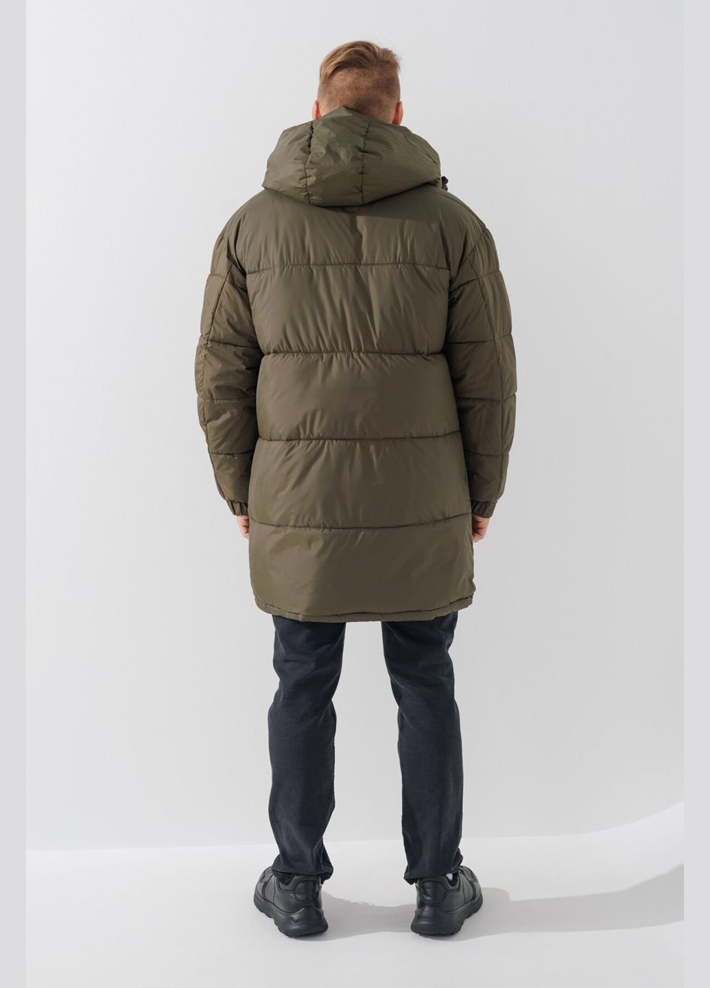 Оливковая (хаки) зимняя куртка двухсторонняя однотонная мужская 9906 хаки с черным (2000990543660w) shop (2000990543660) No Brand