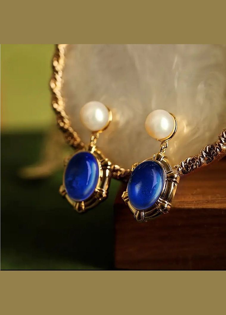 Винтажный стиль: серьги с подвесками из синих кристаллов, 2605 Fashion Jewelry (336550598)