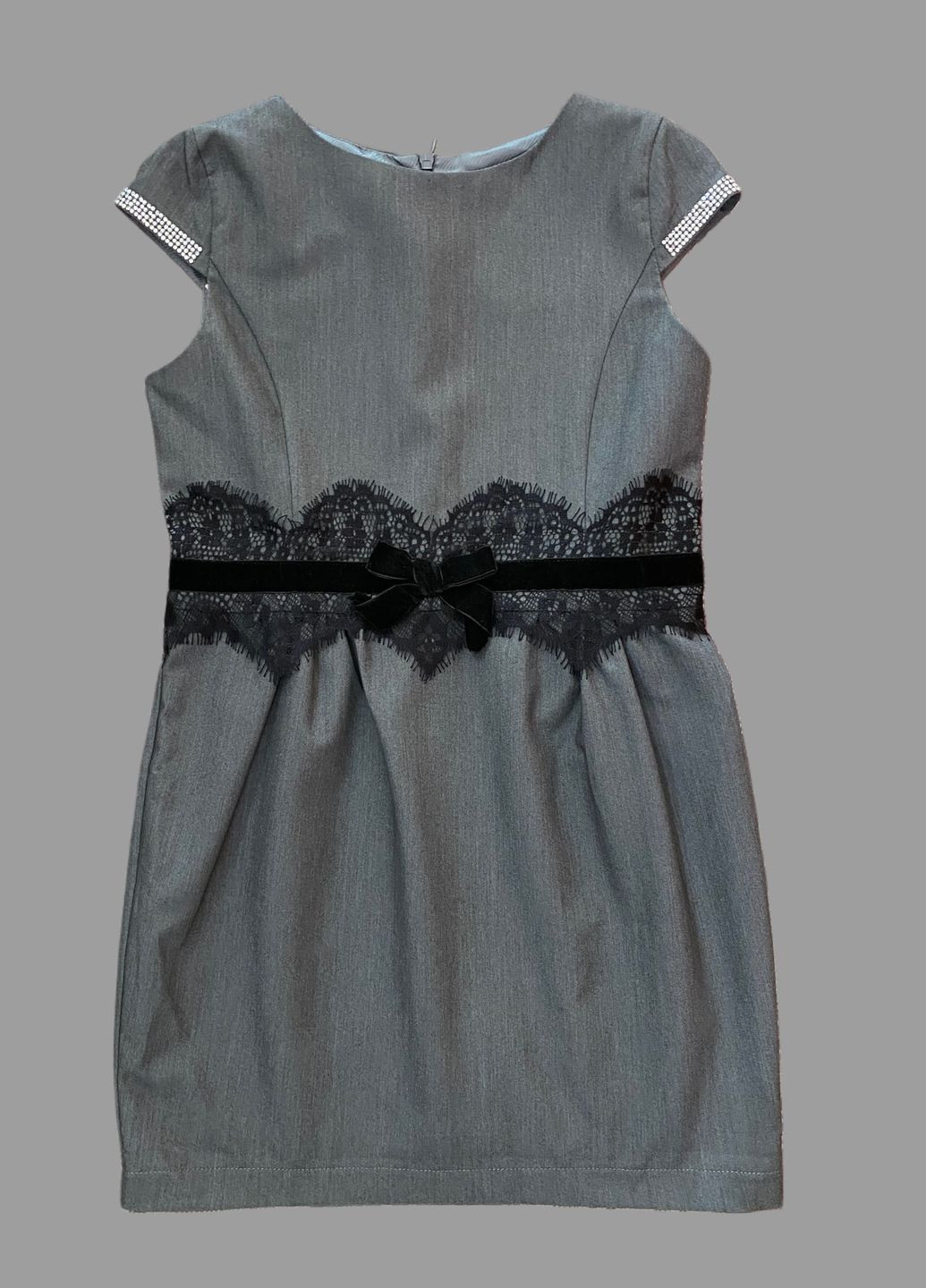 Шкільна сукня з коротким рукавом сіра для дівчинки Mone (336375170)