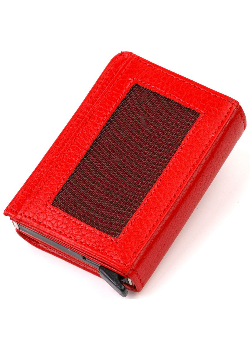 Жіночий картхолдер у три складання з автоматичним механізмом з натуральної шкіри флотар 21933 Червоний Canpellini (329151997)