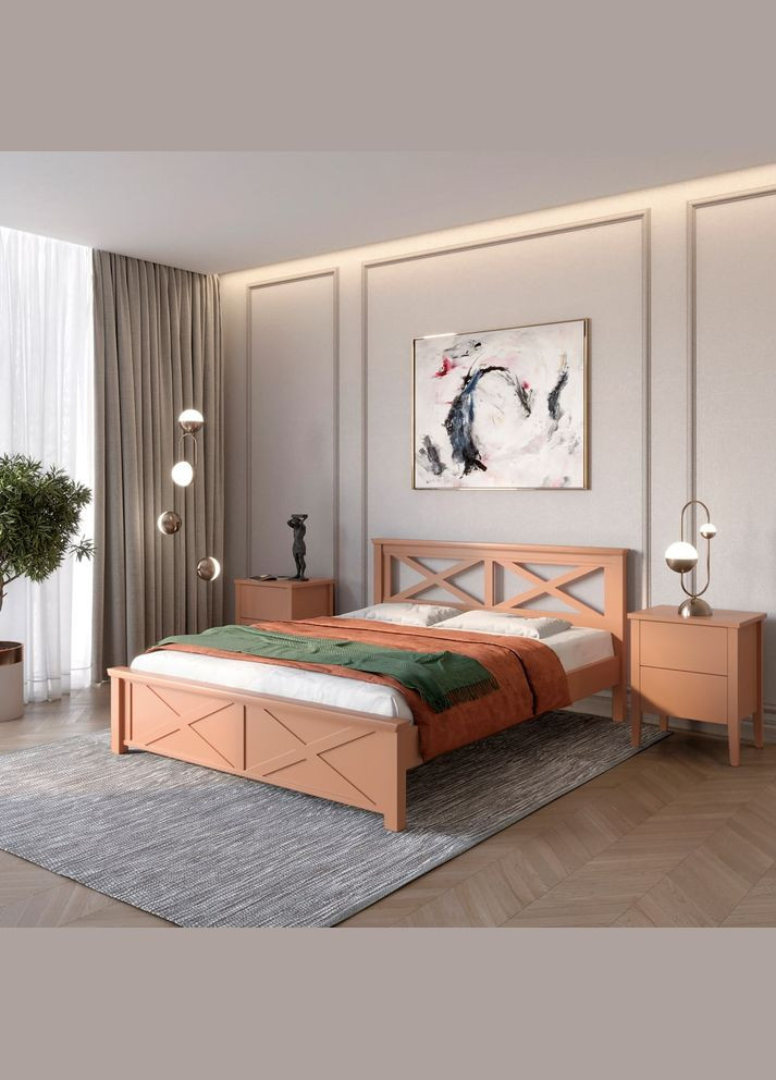 Двуспальная деревянная кровать Прованс Н (RAL8025) 180х190 см (MBG-3094) Mebigrand (368281598)