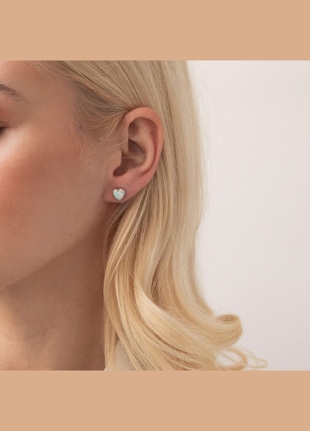 Золотые серьги - пусеты Сердечки с опалом с07745 Oniks (264023373)