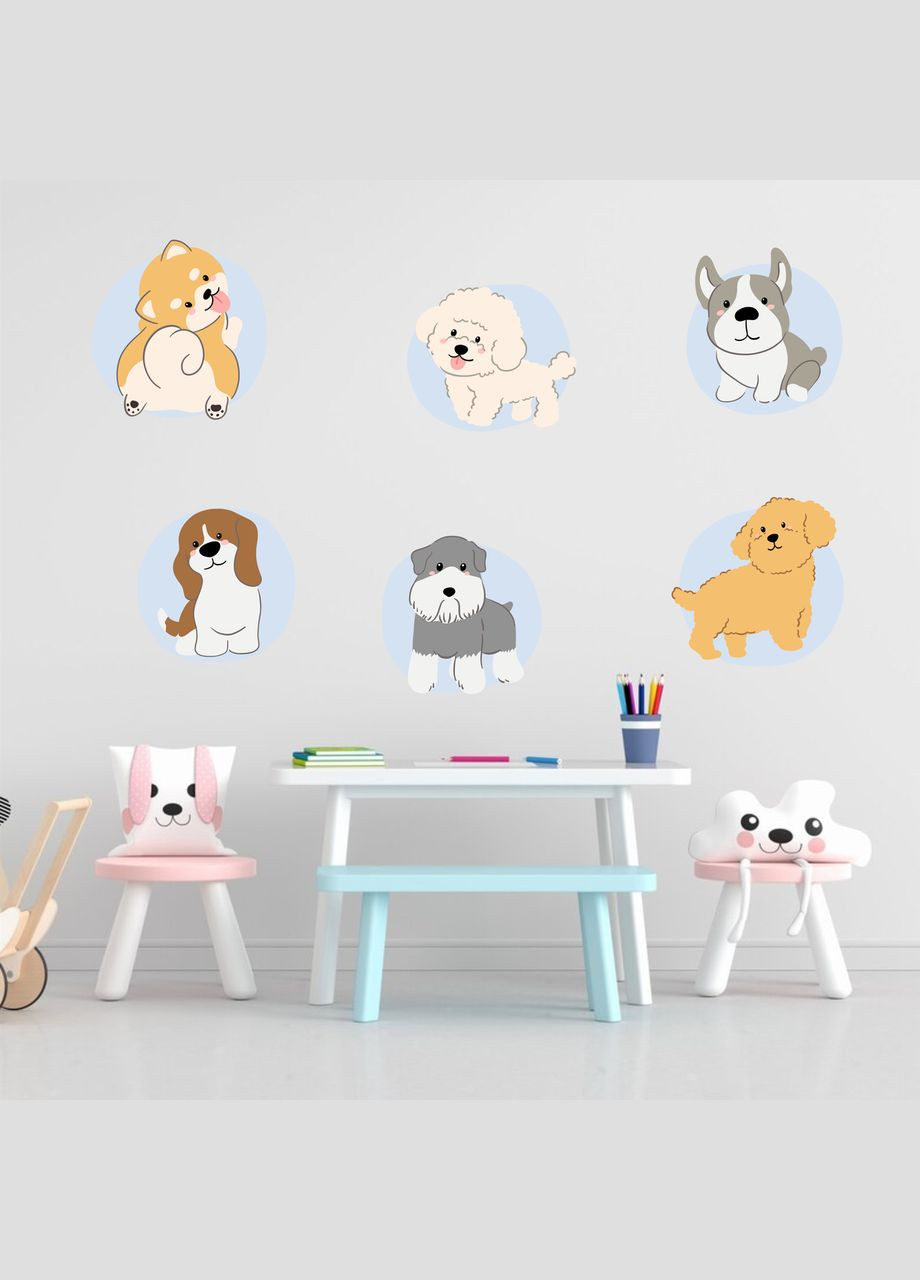 Вінілова інтер'єрна на стіну, шпалери та інші поверхні "Собаки різних порід" Кавун наклейка (316190244)