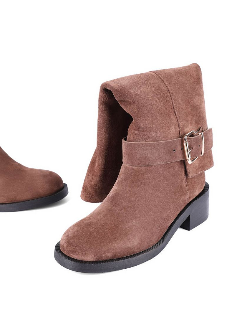 Осенние женские сапоги 2533-1601 коричневый велюр MIRATON