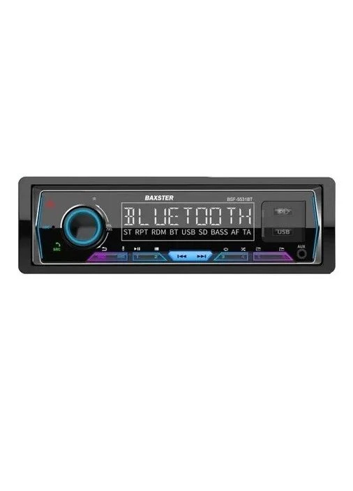 Автомагнитола BSF-5531BT Multicolor RGB USB, 1 Din, дисплей (40P-VA LCD), bloetooth 5.3, 6хRCA, выход на сабвуфер (RCA Baxster (392457220)
