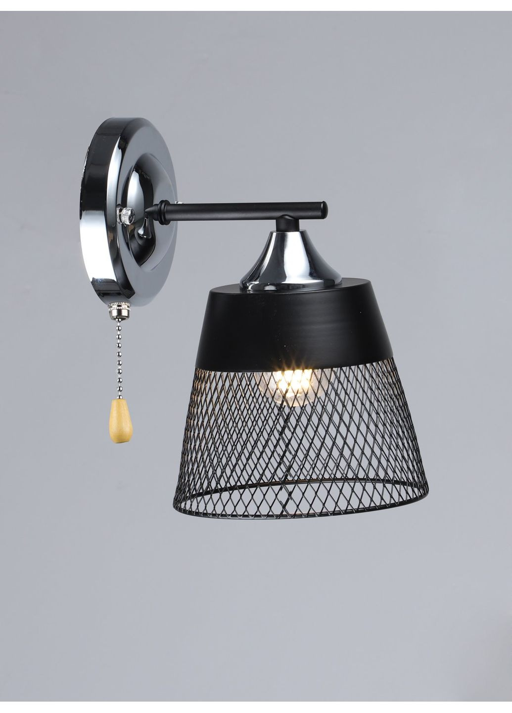 Бра настінне 1-плафонне K2324/1W Метал E27 Чорний + Хром Valeso (364656662)