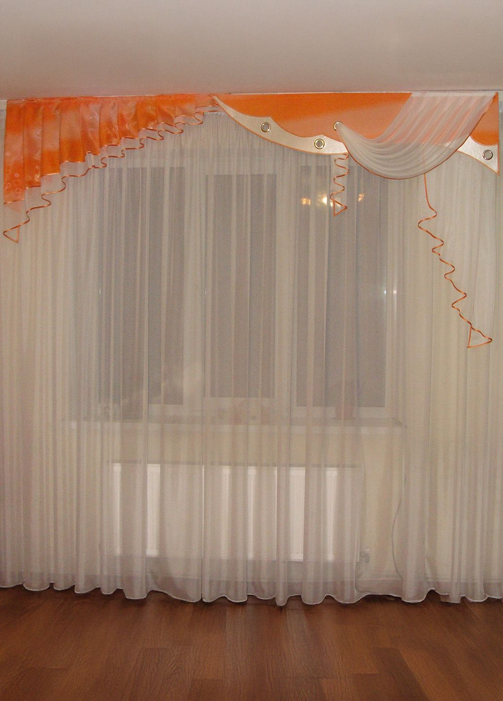 Жесткий ламбрекен Три Волны 250см персиковый с оранжевым (61_1ж) Firanka Style (340111983)