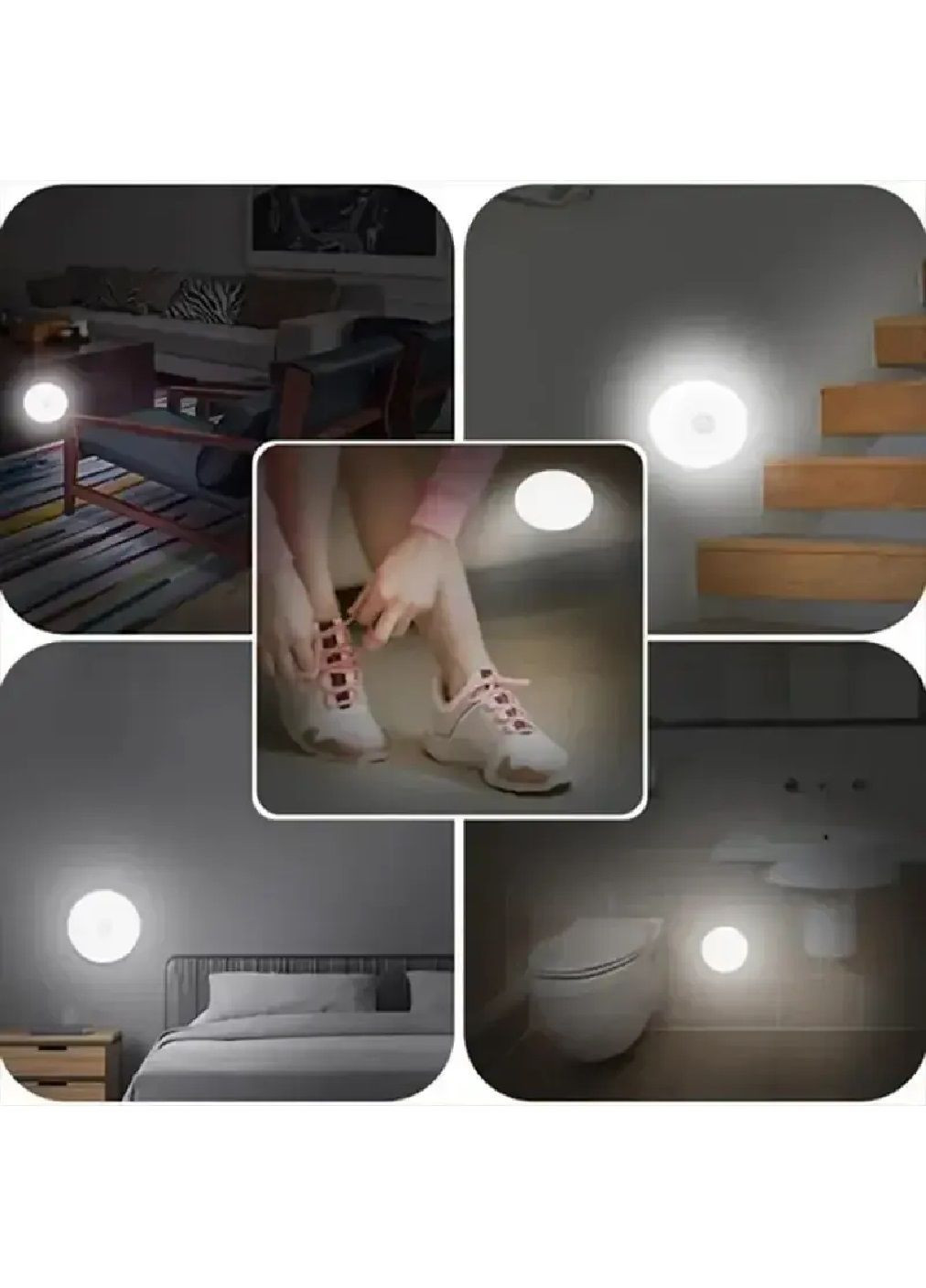 Светильник лампа фонарь ночник светодиодный настенный аккумуляторный с датчиком движения 8 LED 8,3х8,3х2 см (478114-Prob) Unbranded (302906686)