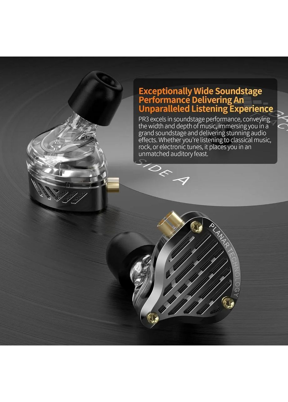 Гарнитура ведущая PR3 (Planar Diaphragm) магнитопланарная with microphone black KZ (361056046)