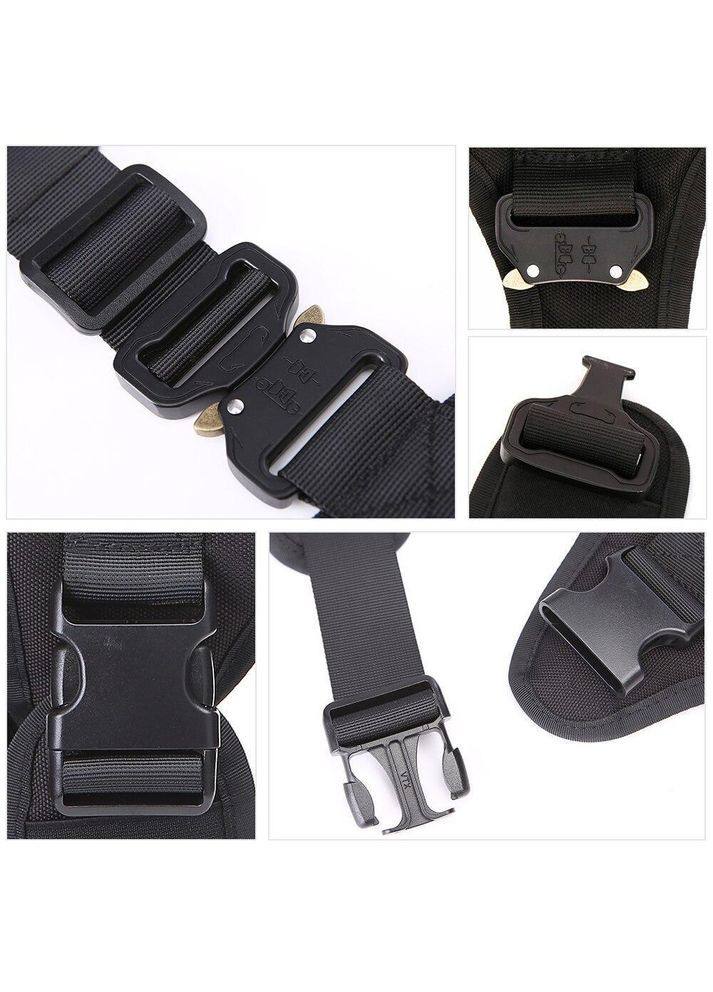 Шлея для собак K9 Long, тактичний жилет з ручкою, 4 металеві фастекси, Чорний L (77-99 см) No Brand (299915643)