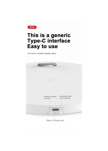 Беспроводное зарядное устройство 15Вт USB Type-C белый ночник и подставка для смартфона лампа ProDobro (365442603)