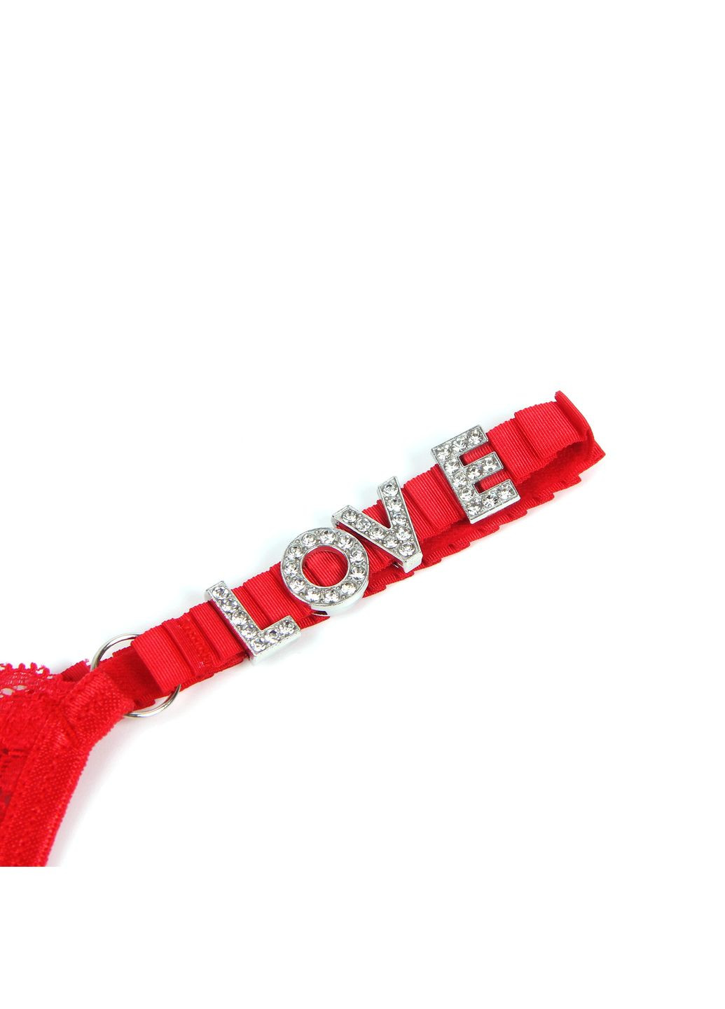 Мереживні стрінги з декором стразами Love, червоні, Star Night (332670197)