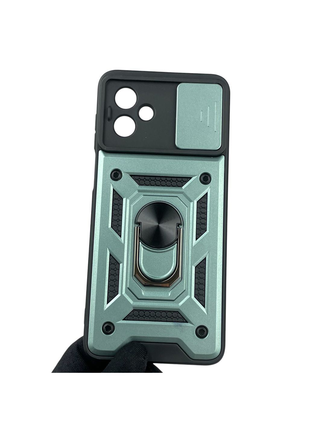 Чохол для G14 броньований з кільцем-тримачем підставкою зі шторкою на моторола г14 зелений rg1 Motorola (366390828)